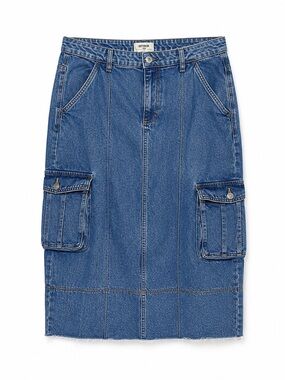 COTTON ON Cargo Denim Midi Skirt | Size 8 US | Y2K-Inspired Utility Denim